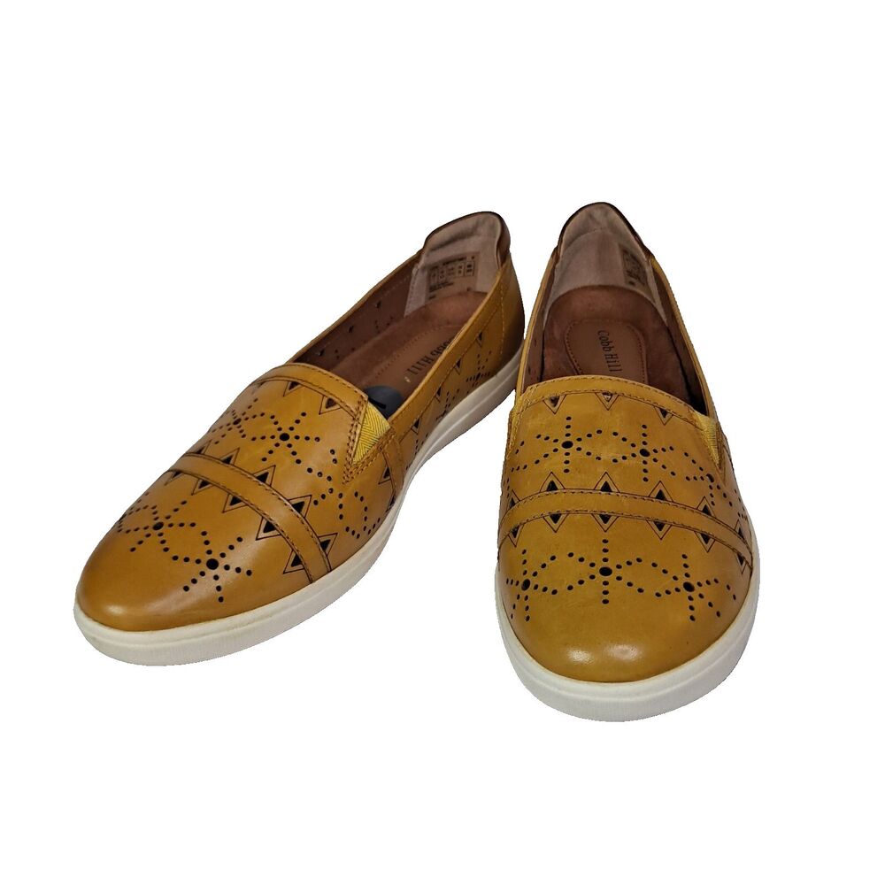 Cobb Hill Womens Leather Sneakers Size 7 Bailee Slip-On Sweet Corn Yellow